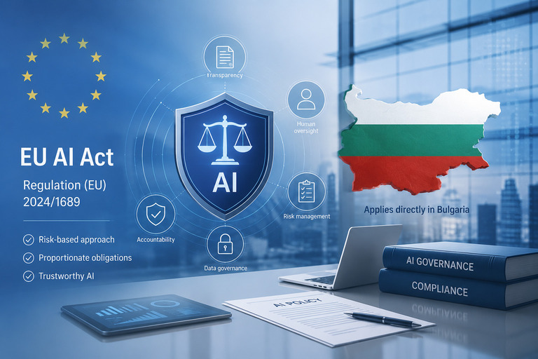 EU AI Act — Regulation (EU) 2024/1689 — risk-based approach, proportionate obligations, applies directly in Bulgaria.
